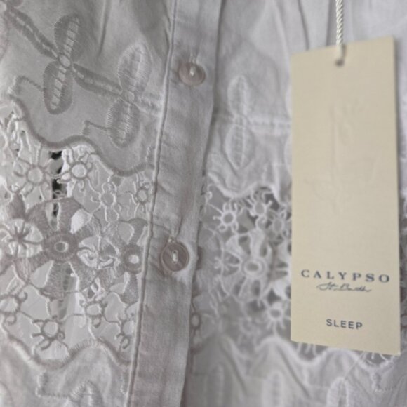 Calypso St. Barth White Puff Sleeve Sleep Short Set - Picture 2 of 7